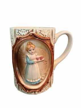 Vintage 1978 Sears Roebuck Victorian Girl Relief Coffee Mug Japan